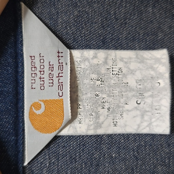 Vintage 90s Men's Carhartt Denim Western Pearl Snap Shirt Rugged Outdoor Work - Picture 3 of 12